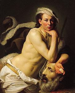 Johann Zoffany Self portrait as David with the head of Goliath oil painting picture